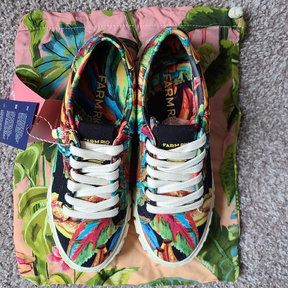 Farm Rio Black Banana Flatform Sneakers Size 8 - Picture 6 of 8